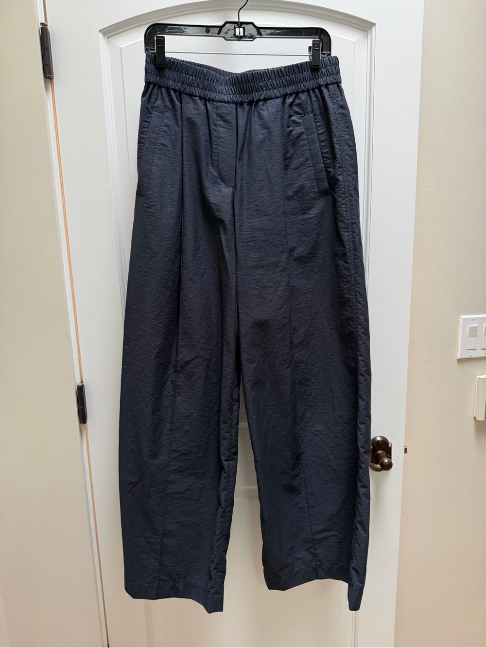 Brunello Cucinelli Black Wide Leg Elastic Waist Pants Trousers Size 42 US 6